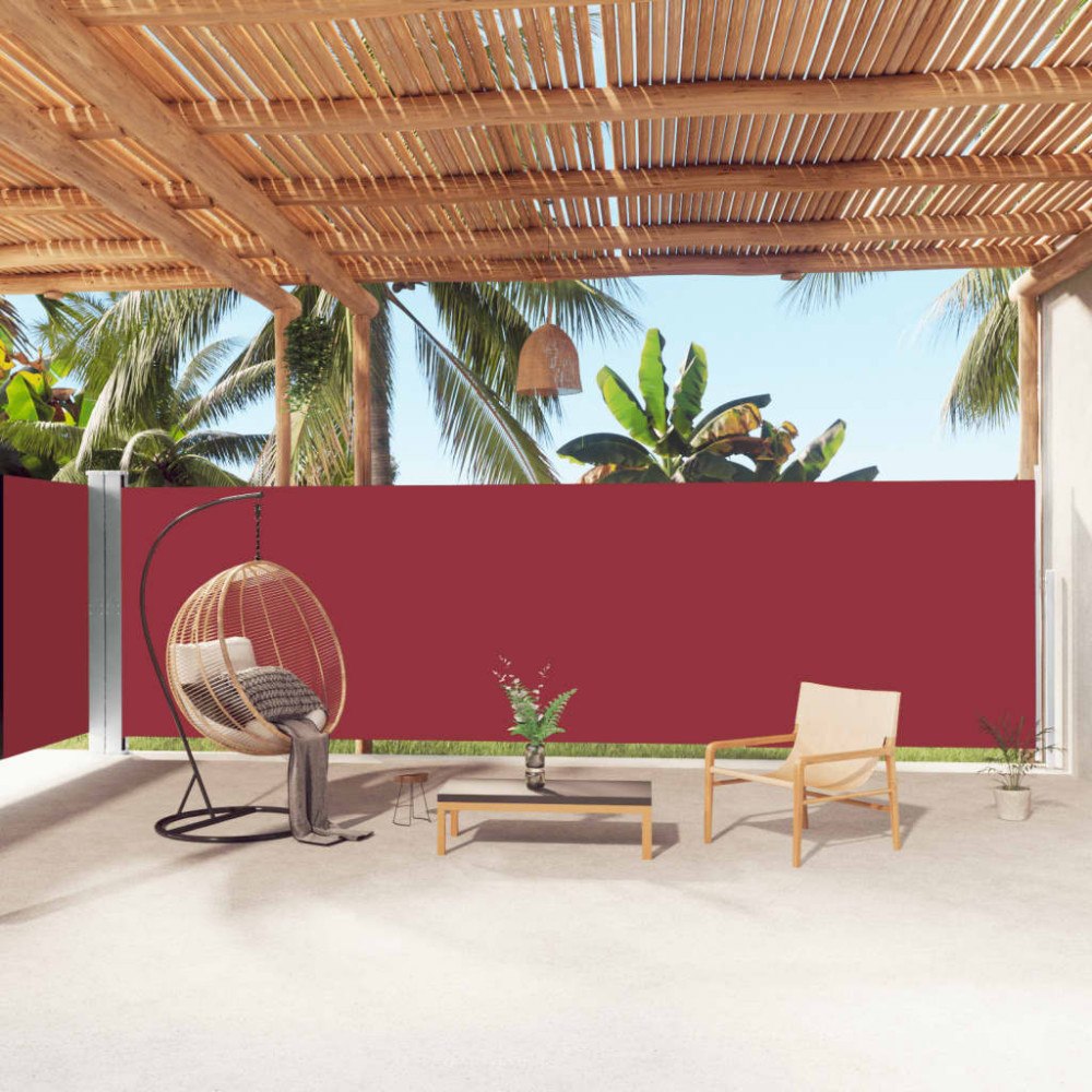 vidaXL Infällbar sidomarkis röd 180x1000 cm