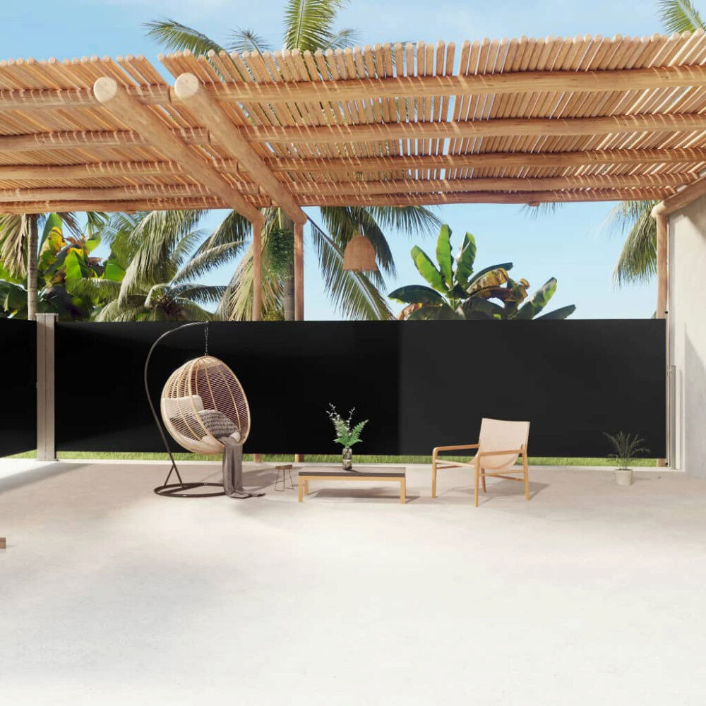 vidaXL Infällbar sidomarkis svart 180x1200 cm