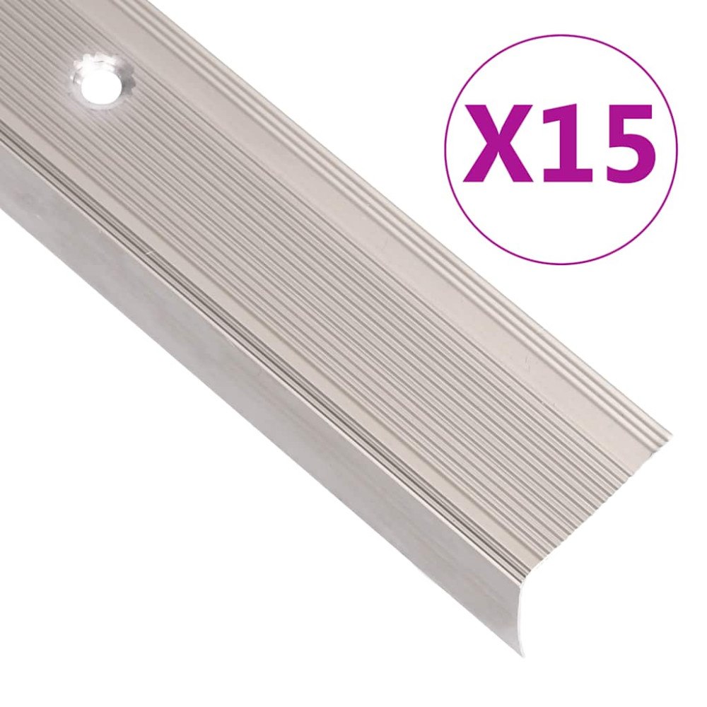 vidaXL Trappnosings i L-form 15 st aluminium 90 cm champagne