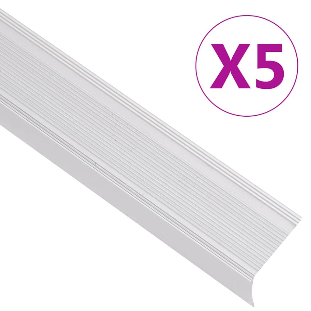 vidaXL Trappnäsor i L-form 5 st aluminium 100 cm silver