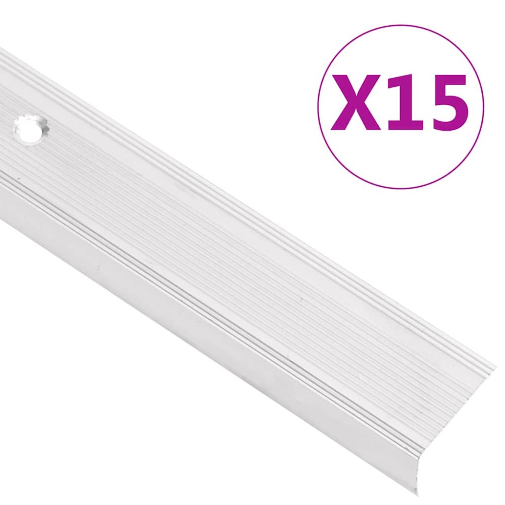 vidaXL Trappnäsor i L-form 15 st aluminium 90 cm silver