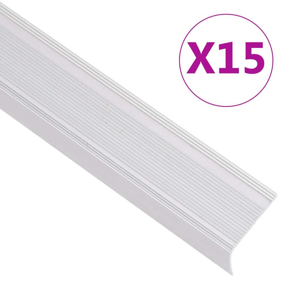 vidaXL Trappnäsor i L-form 15 st aluminium 90 cm silver