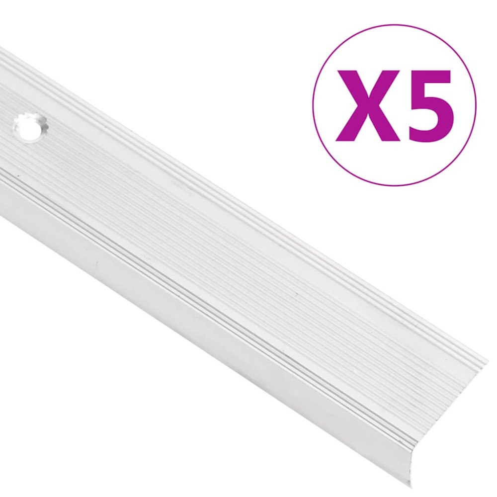 vidaXL Trappnäsor i L-form 5 st aluminium 100 cm silver