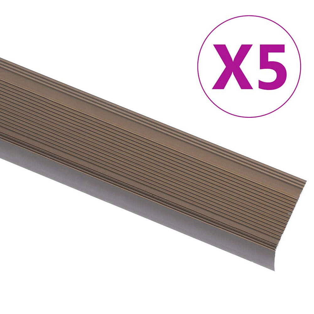 vidaXL L-formade halkskydd för trapp 5 st aluminium 100 cm brun