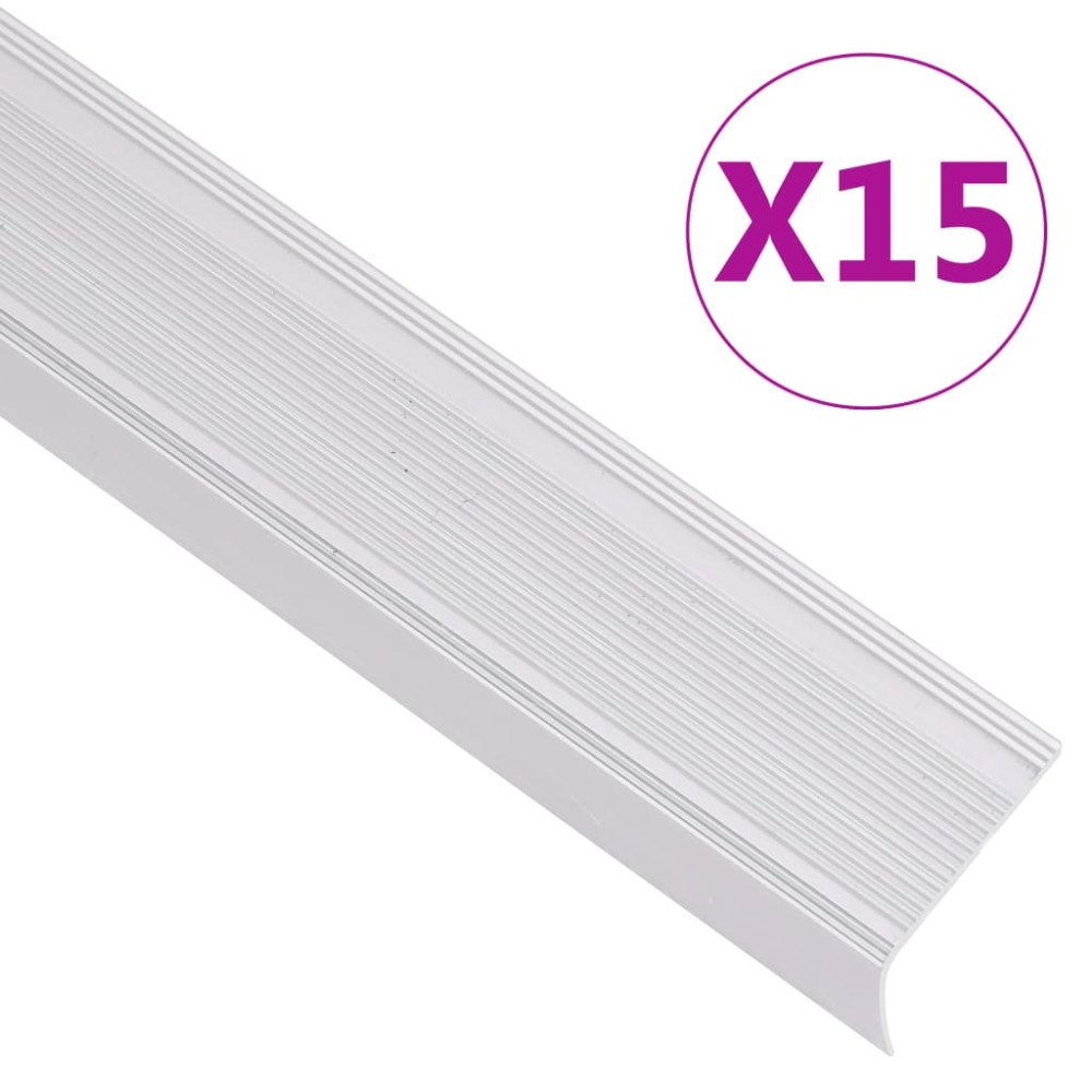 vidaXL Trappnäsor i L-form 15 st aluminium 67 cm silver
