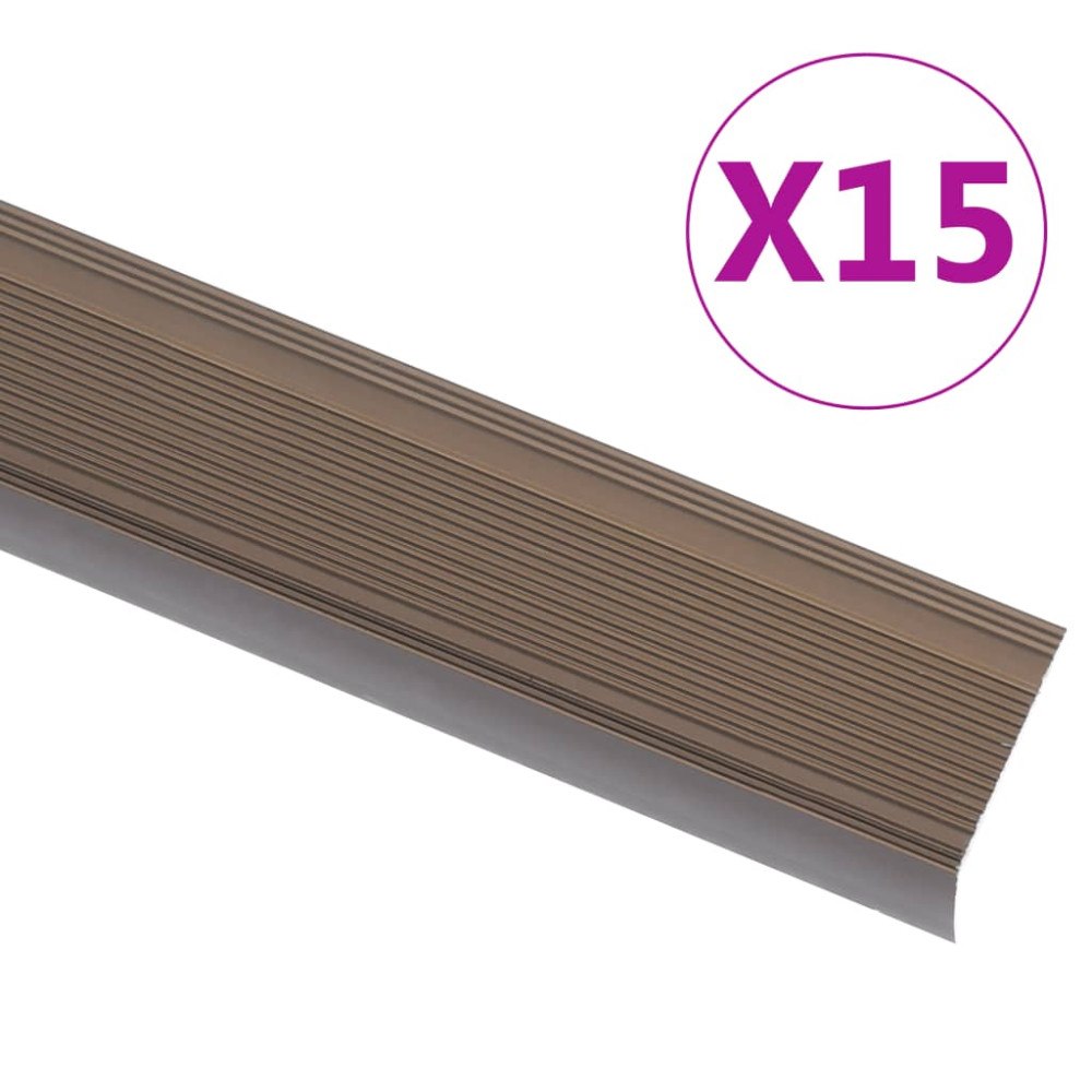 vidaXL Trappnosar i L-form 15 st aluminium 67 cm brun