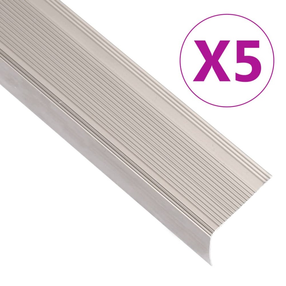 vidaXL Trappnosar i L-form 5 st aluminium 67 cm champagne