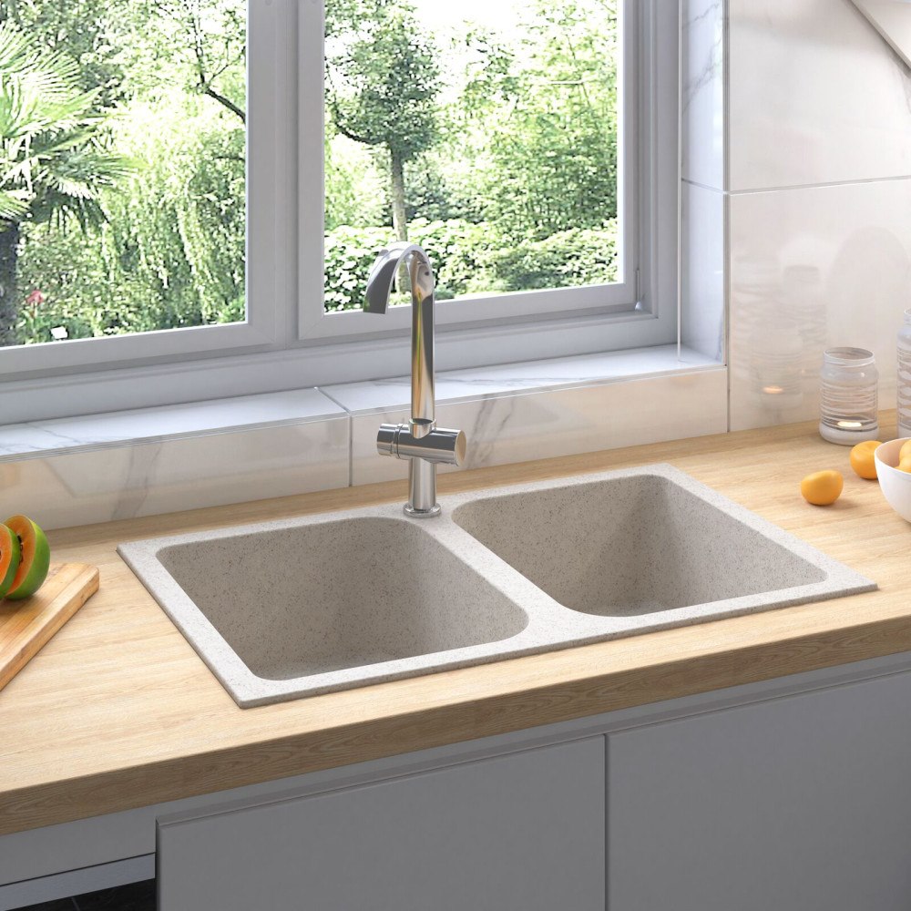 vidaXL Kökssink Beige 760x480x184 mm Granit