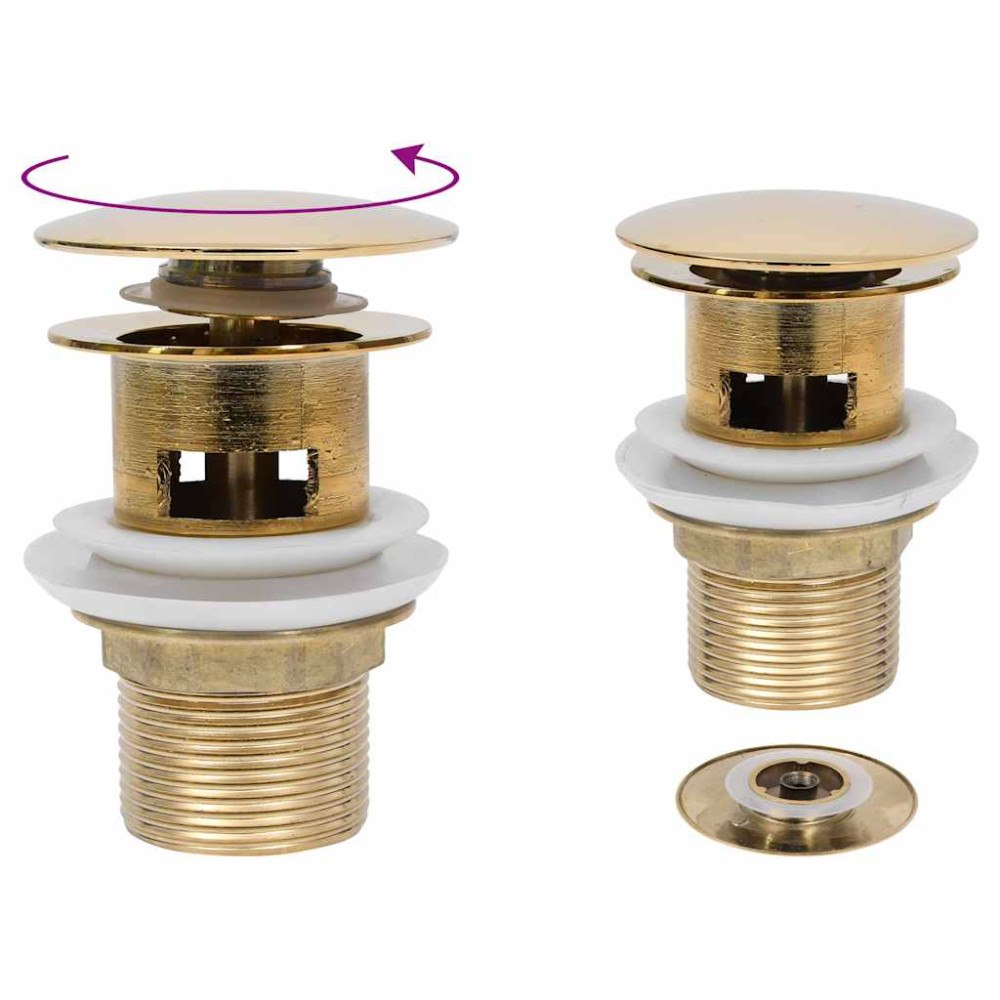 vidaXL Pop-up bottenventil med överflödesfunktion guld 6,4x6,4x9,1 cm