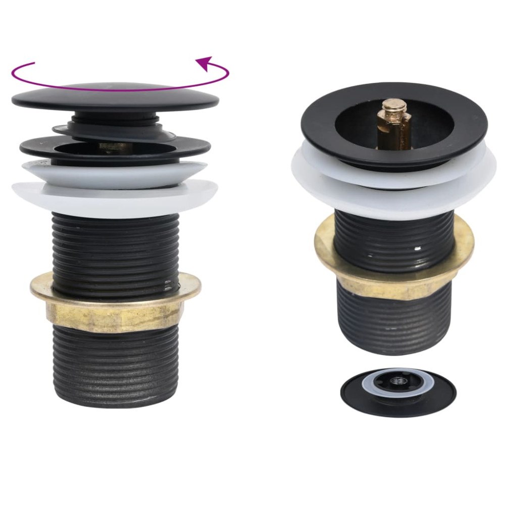 vidaXL Pop-up bottenventil utan bräddavlopp svart 6,4x6,4x9,1 cm