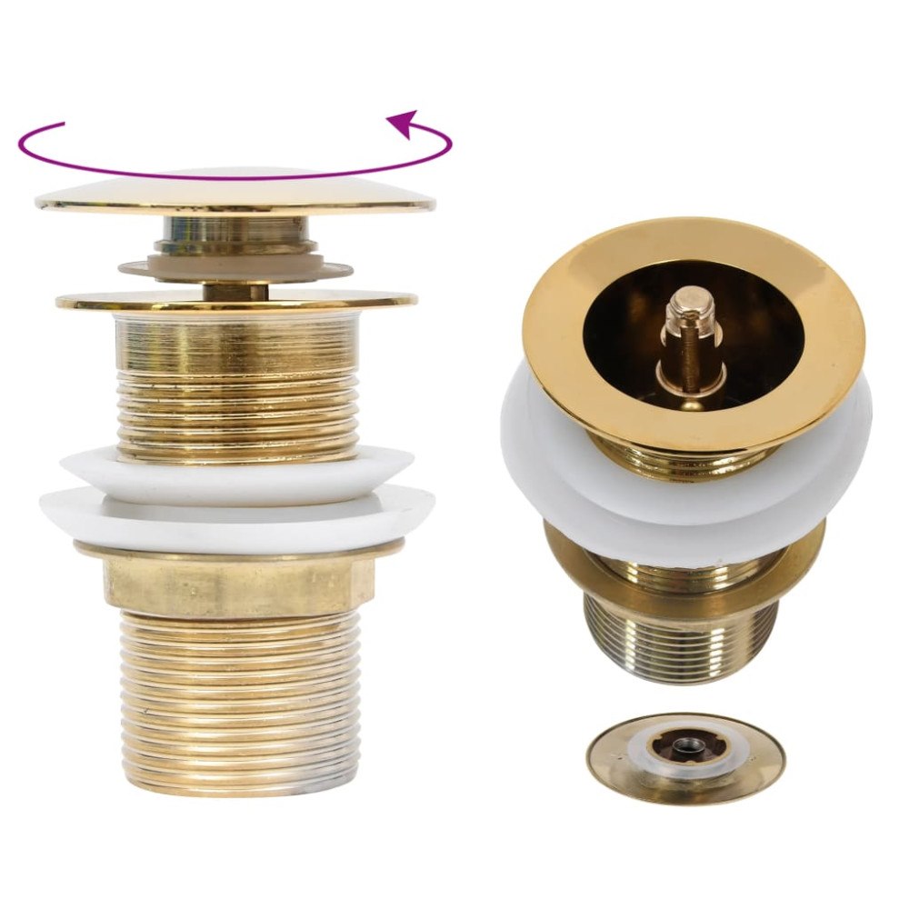 vidaXL Pop-up bottenventil utan överflödesfunktion guld 6,4x6,4x9,1 cm