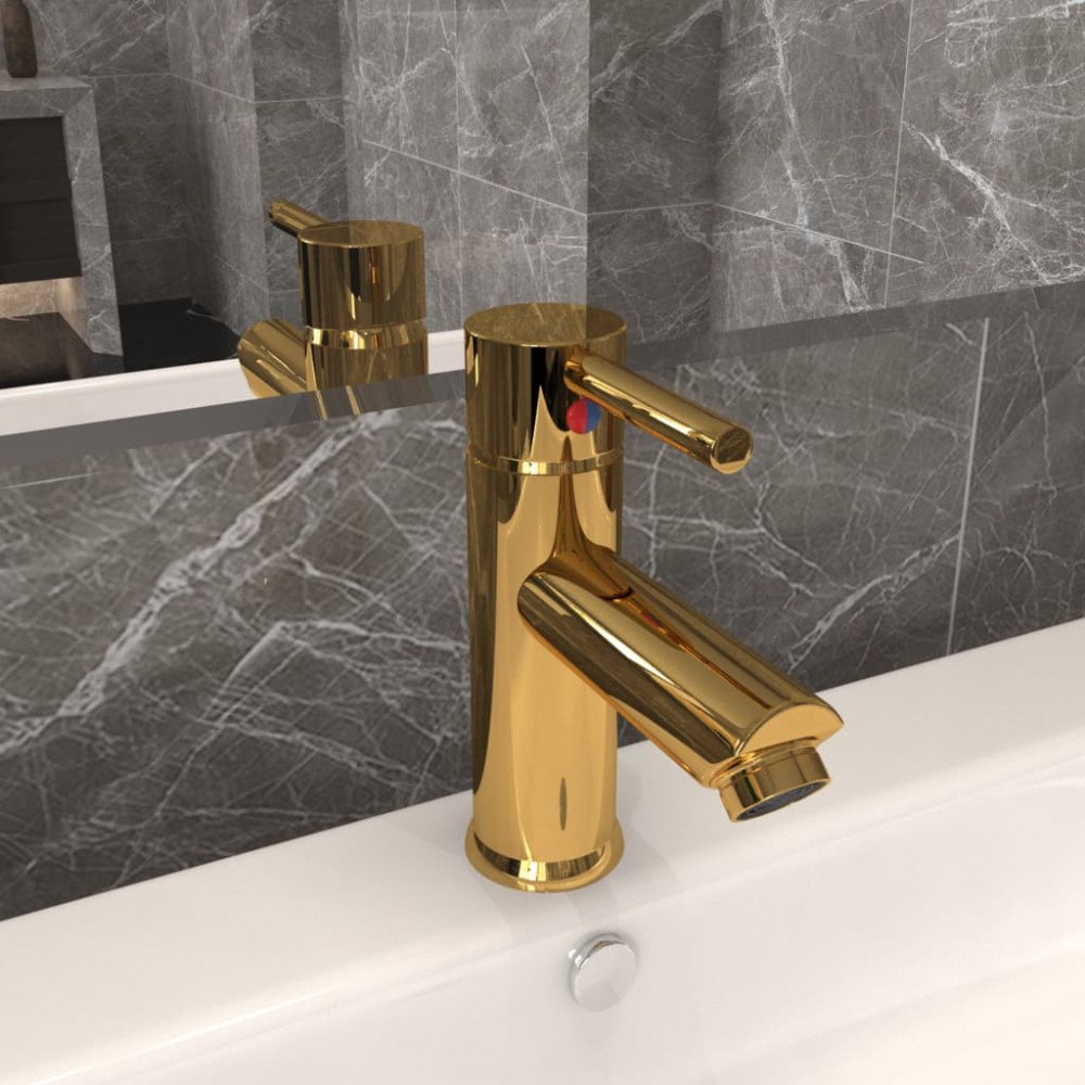 vidaXL Badrumsblandare guld 130x176 mm