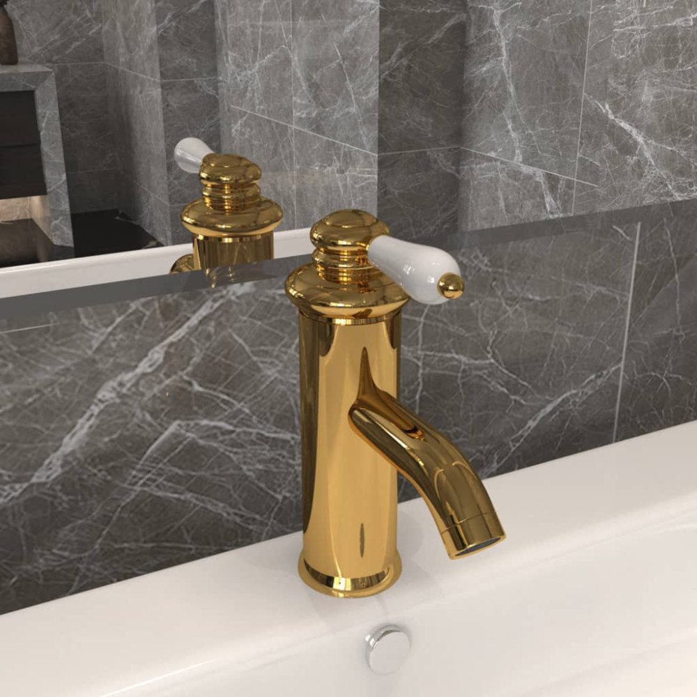 vidaXL Badrumsblandare guld 130x180 mm
