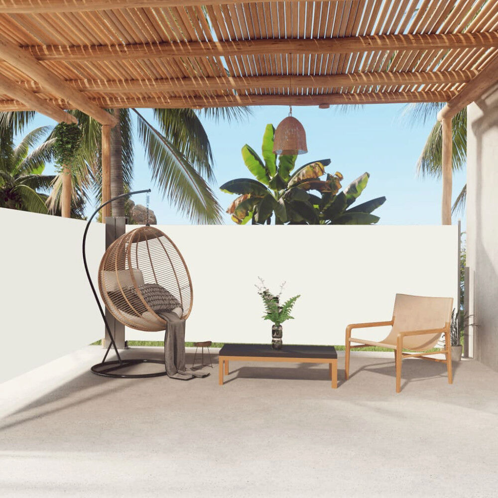 vidaXL Infällbar sidomarkis gräddvit 140x600 cm