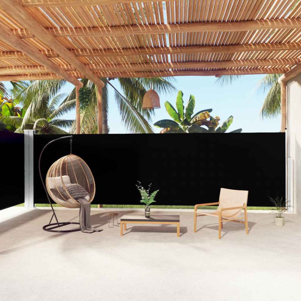 vidaXL Infällbar sidomarkis svart 180x1000 cm