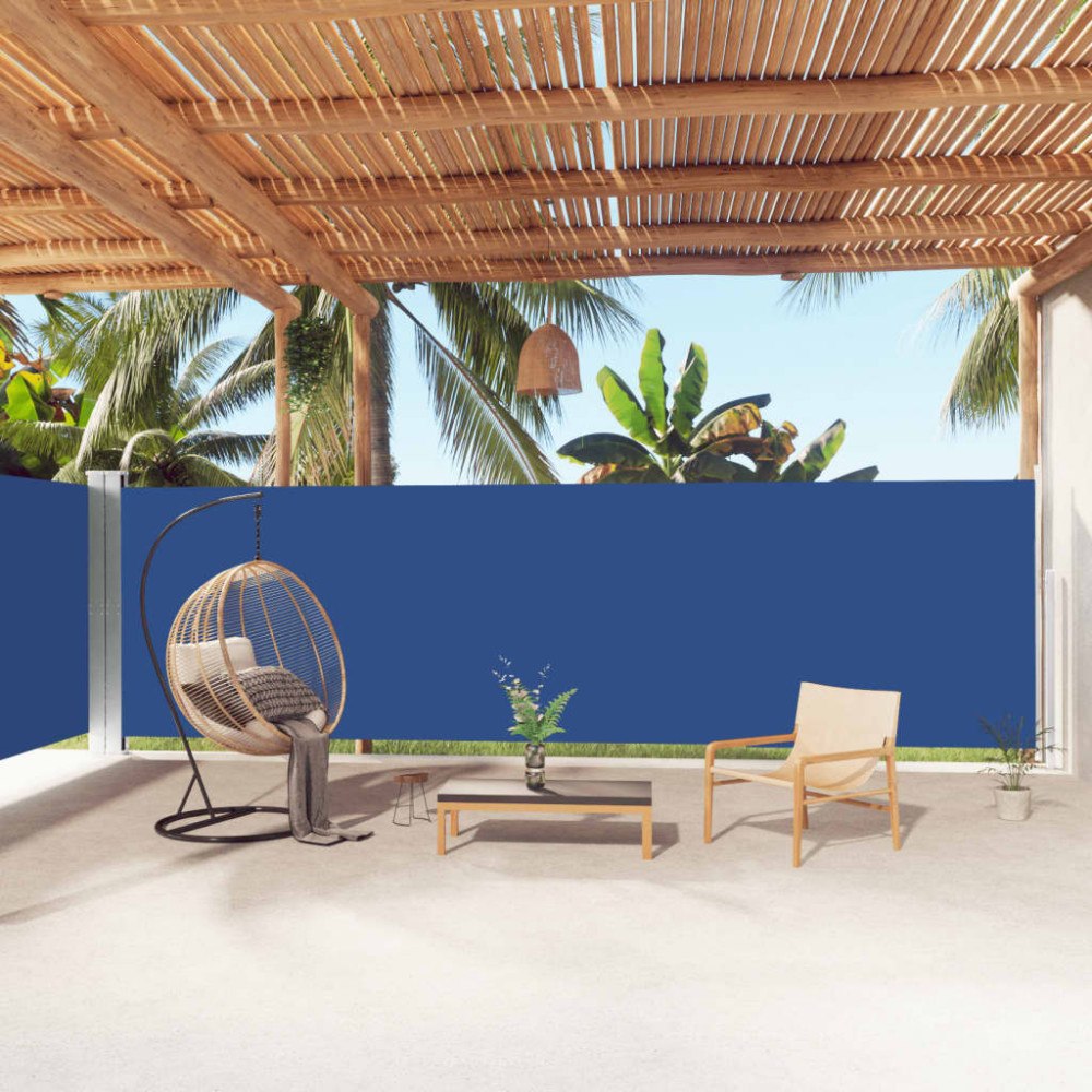 vidaXL Infällbar sidomarkis blå 180x1000 cm