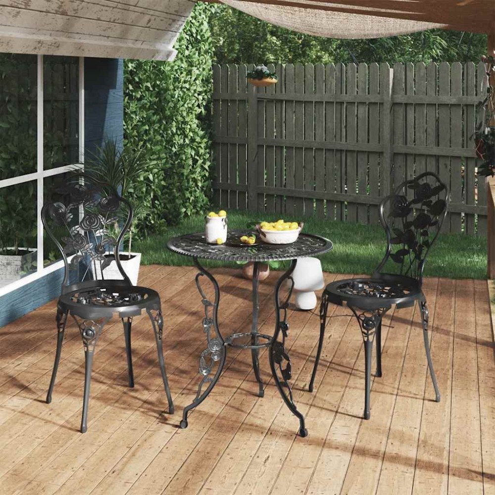 vidaXL Caféstolar 2 st gjuten aluminium svart