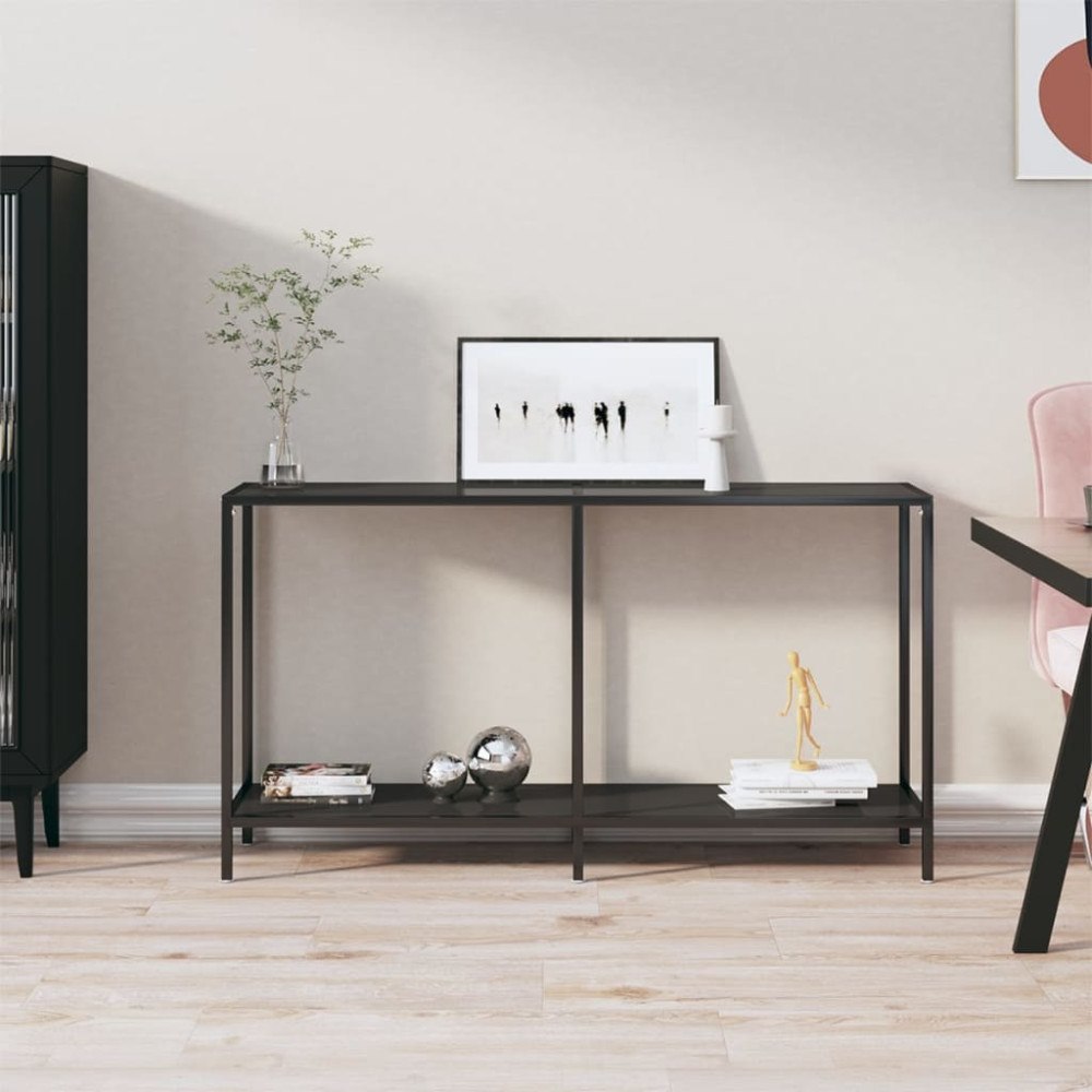 vidaXL Konsolbord svart 140x35x75,5 cm härdat glas