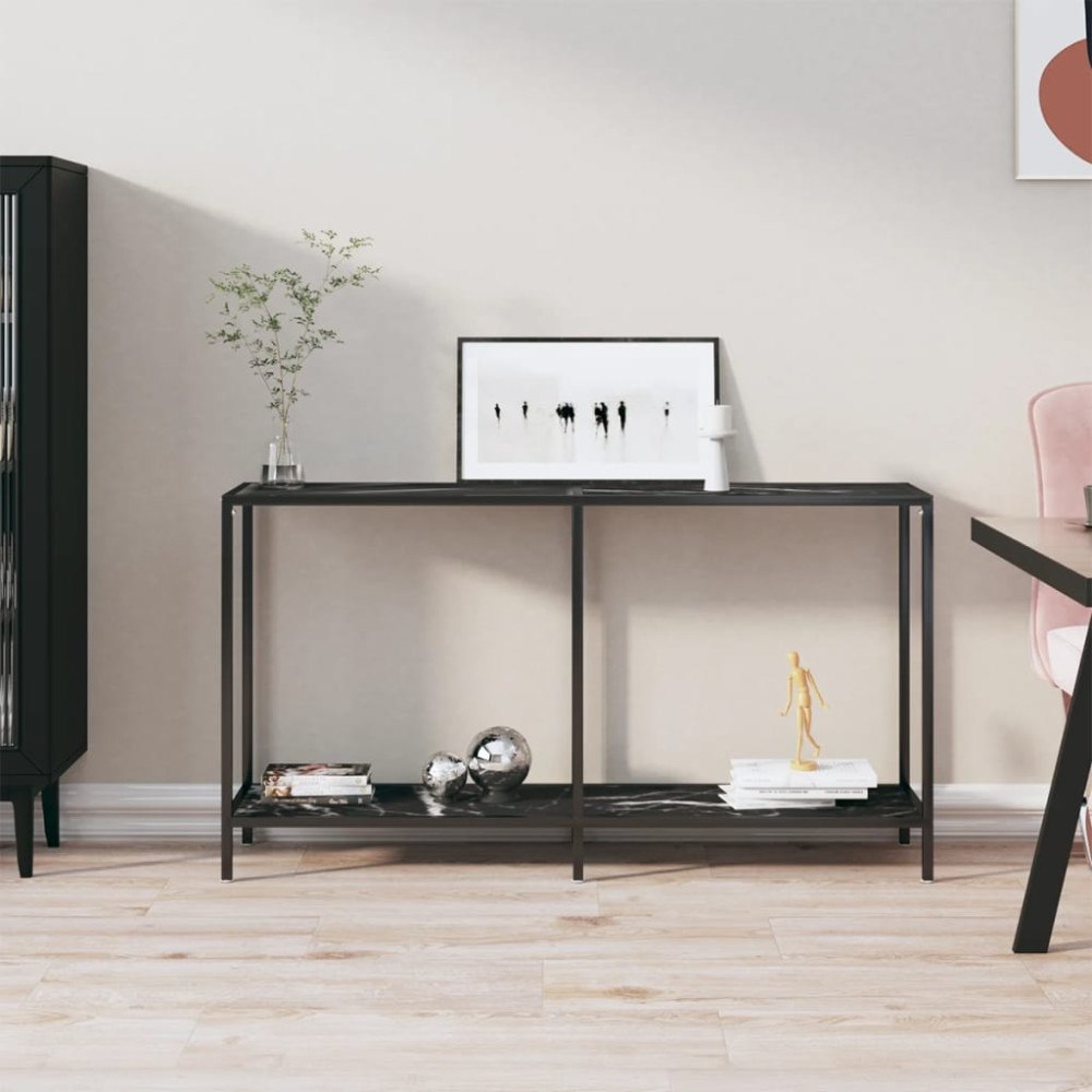 vidaXL Konsolbord svart 140x35x75,5 cm härdat glas