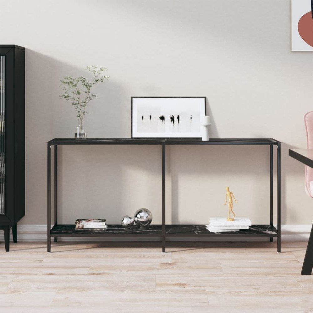 vidaXL Konsolbord svart 160x35x75,5 cm härdat glas