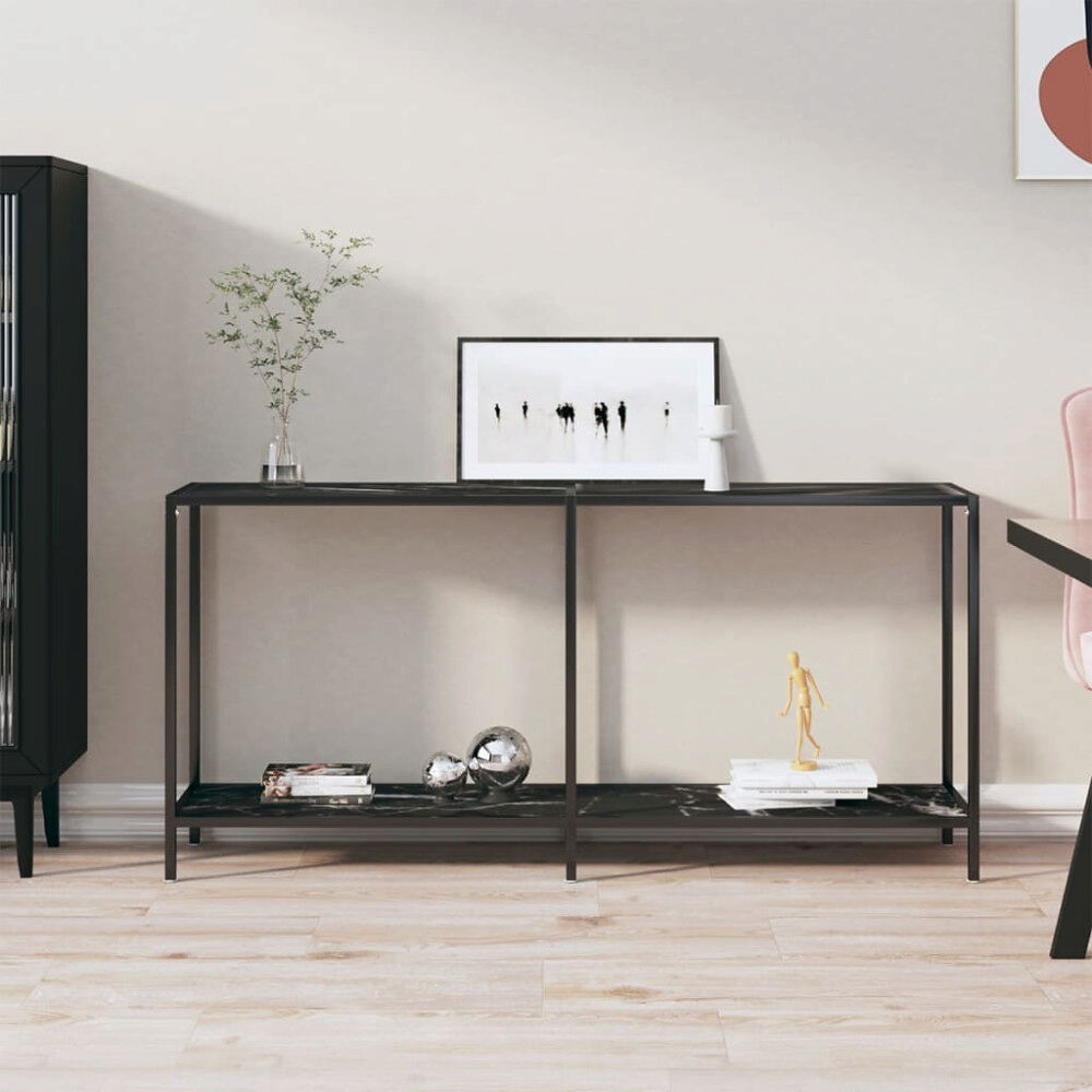 vidaXL Konsolbord svart 160x35x75,5 cm härdat glas
