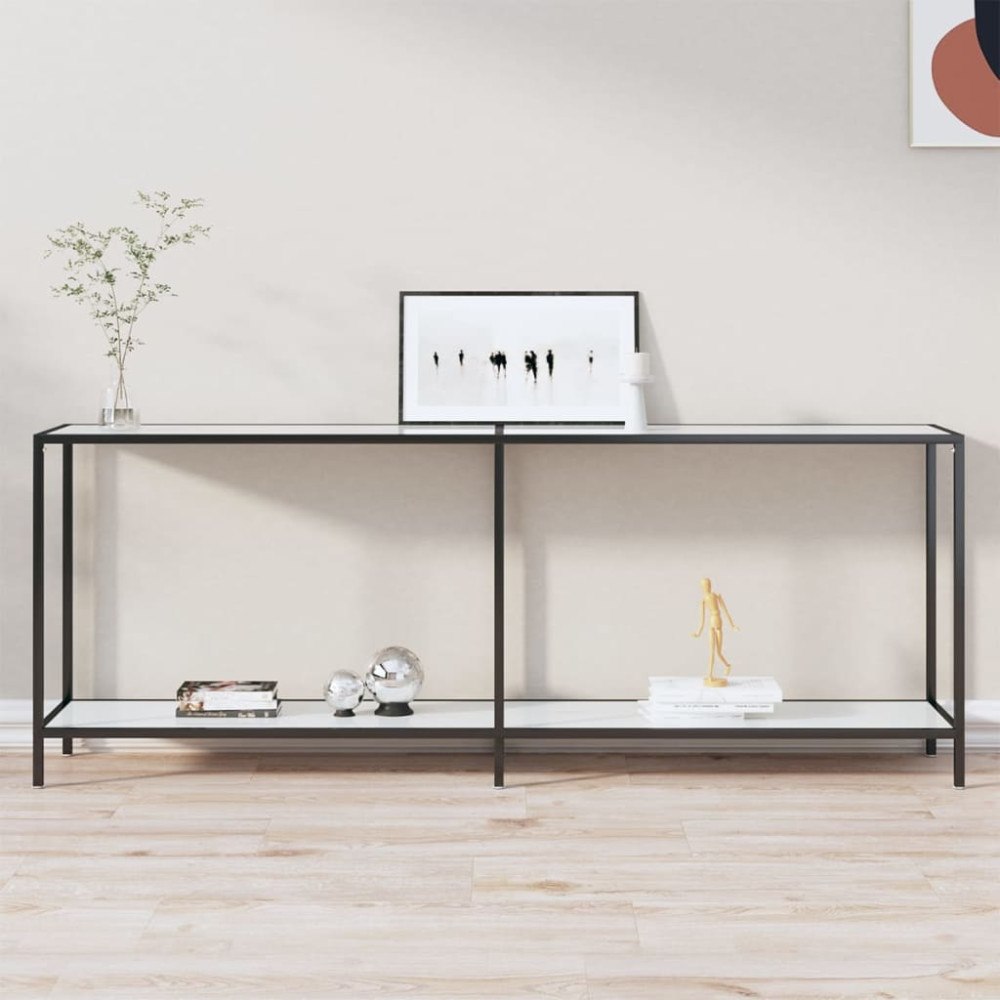 vidaXL Konsolbord vit 200x35x75,5 cm härdat glas