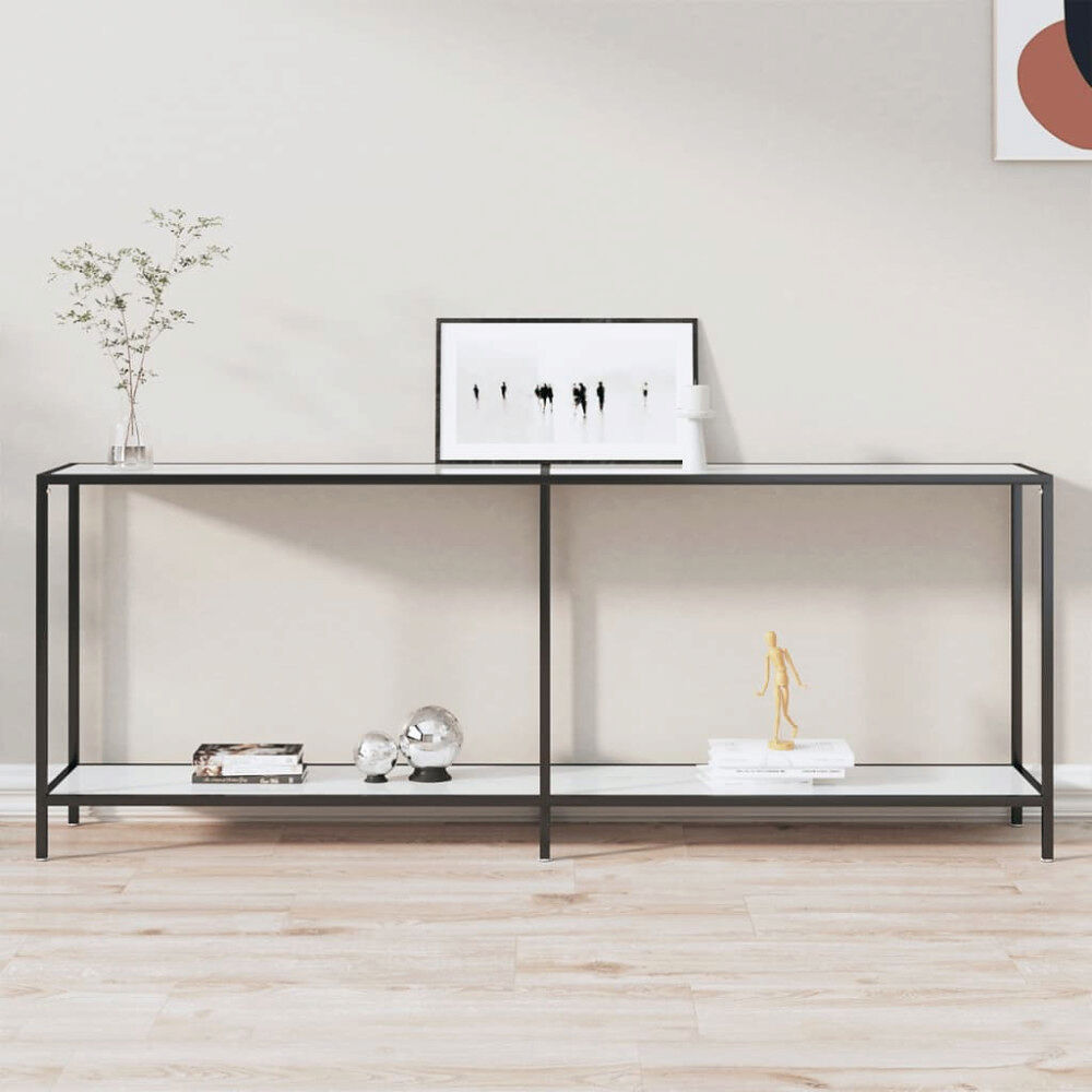 vidaXL Konsolbord vit 200x35x75,5 cm härdat glas