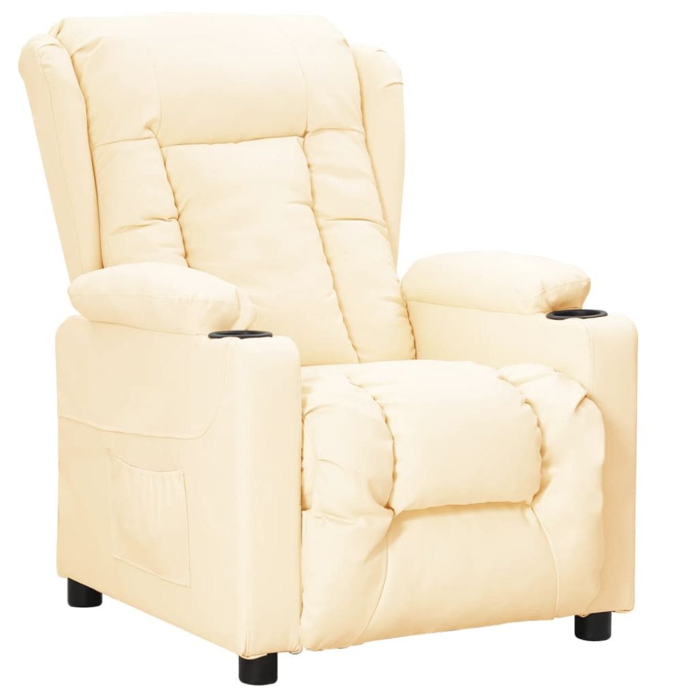 vidaXL Reclinerfåtölj gräddvit konstläder