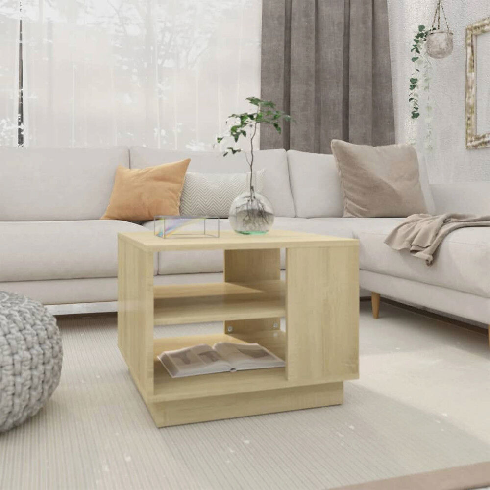 vidaXL Soffbord sonoma-ek 55x55x43 cm konstruerat trä