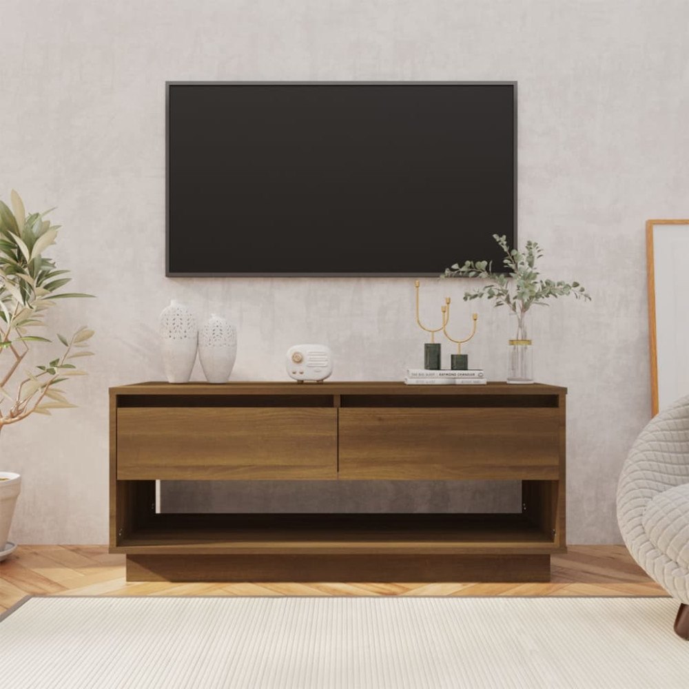 vidaXL Tv-bänk brun ek 102x41x44 cm konstruerat trä