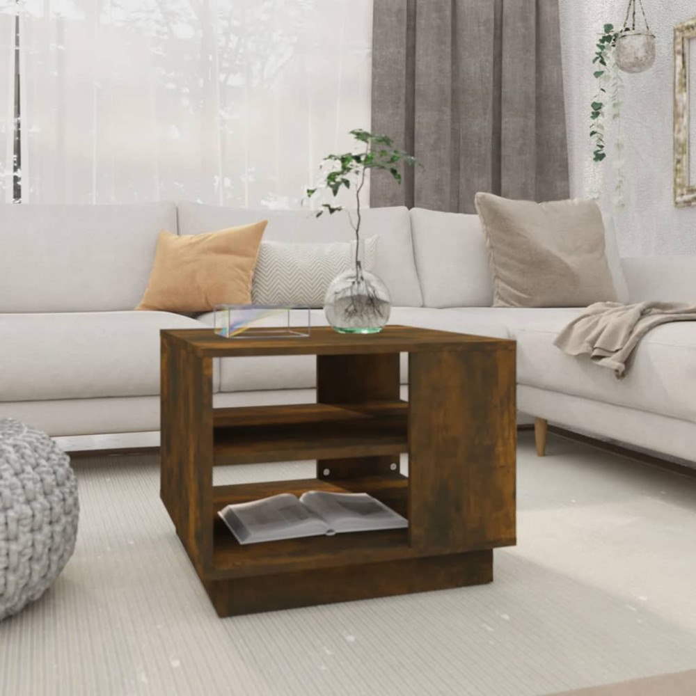 vidaXL Soffbord rökfärgad ek 55x55x43 cm konstruerat trä