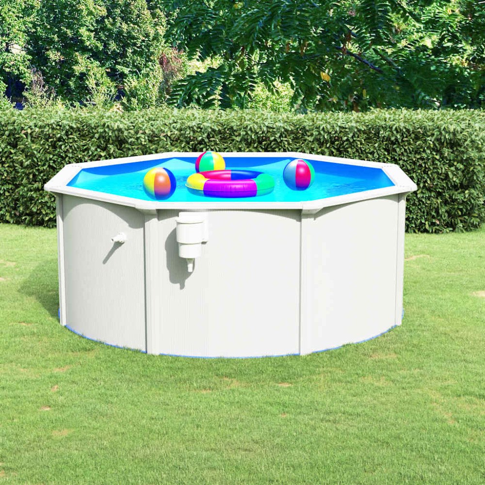 vidaXL Pool med stålväggar 300x120 cm vit