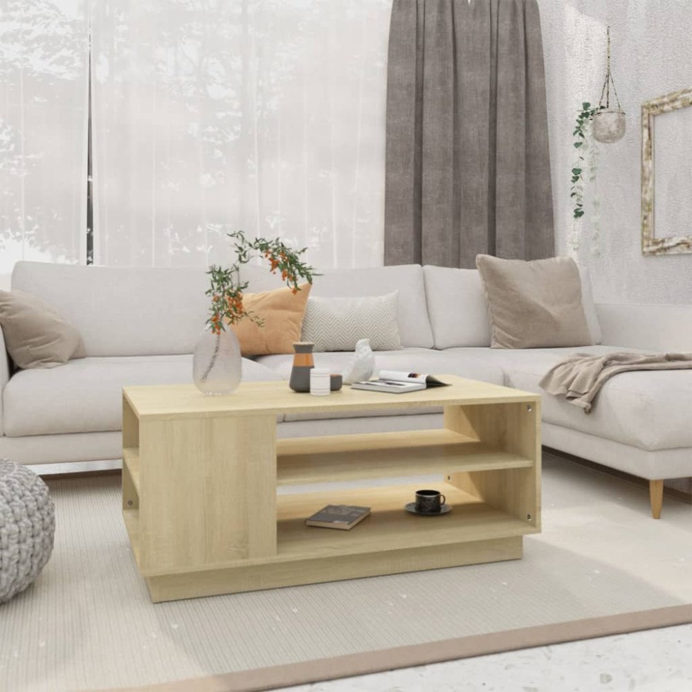 vidaXL Soffbord sonoma-ek 102x55x43 cm konstruerat trä