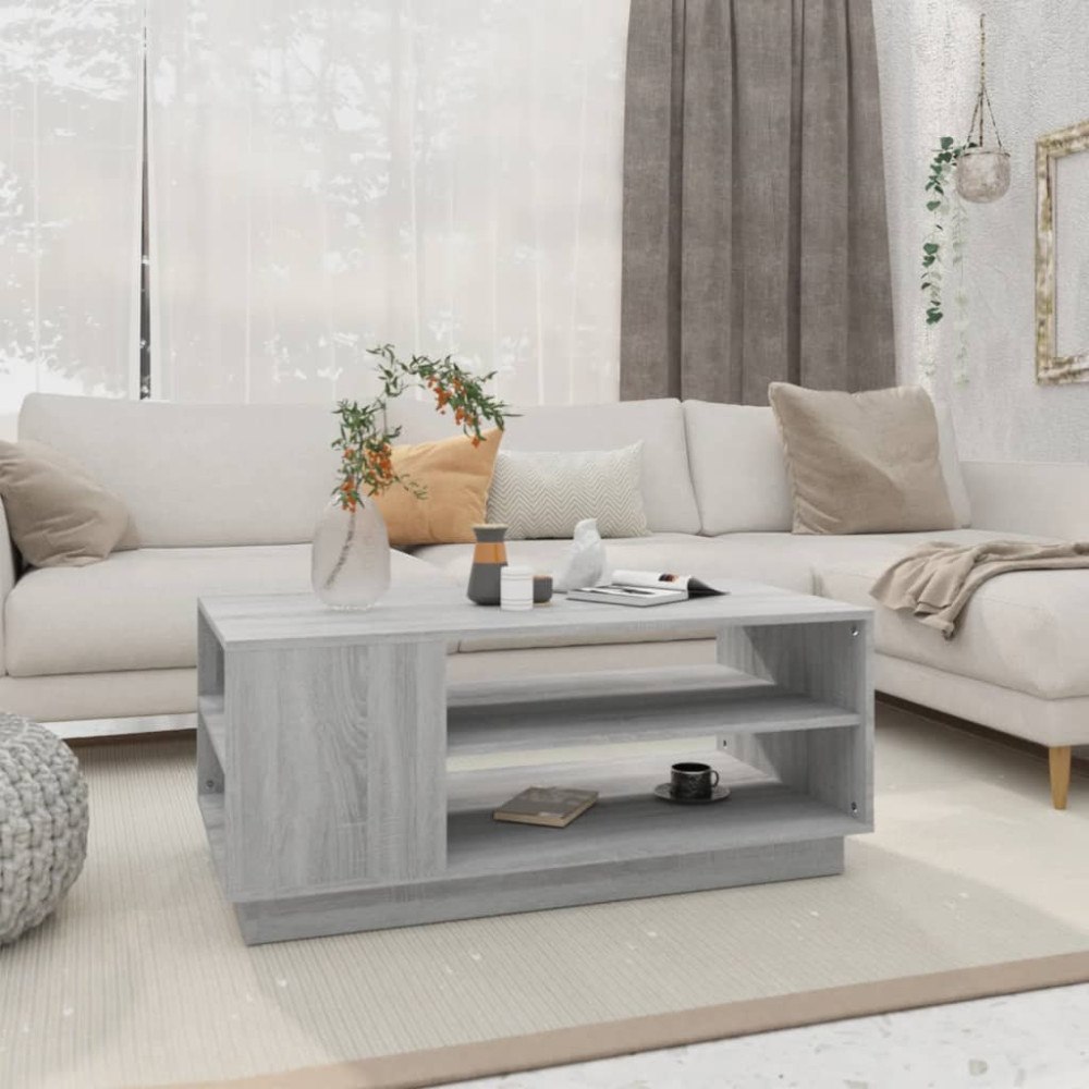 vidaXL Soffbord grå sonoma 102x55x43 cm konstruerat trä