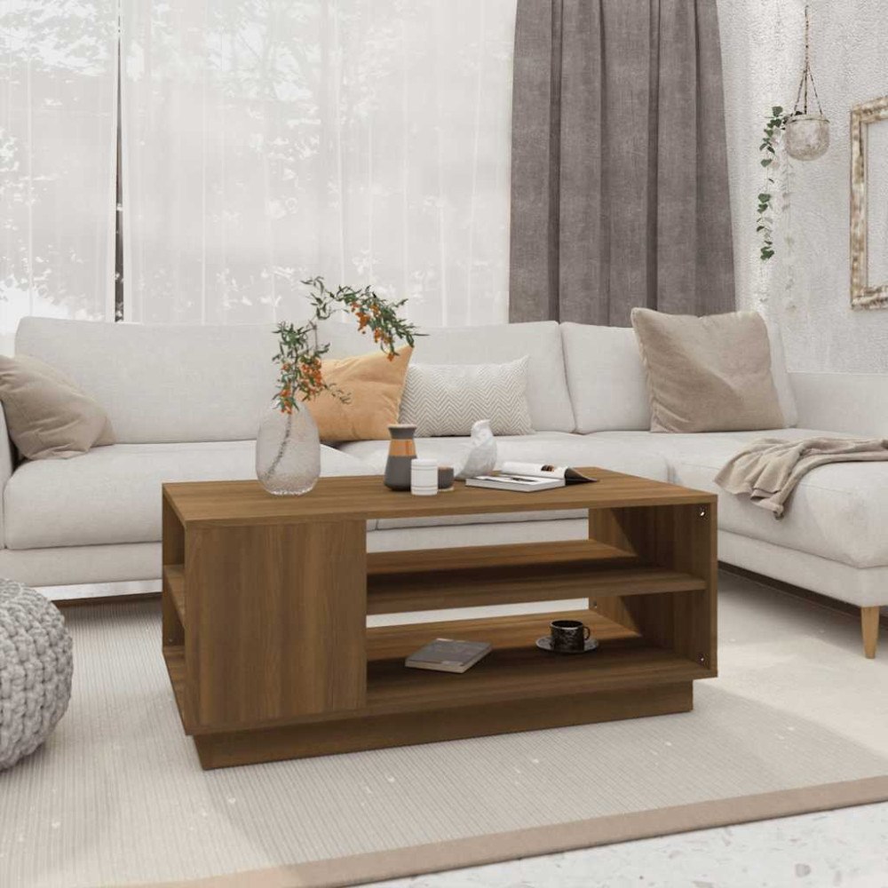 vidaXL Soffbord brun ek 102x55x43 cm konstruerat trä