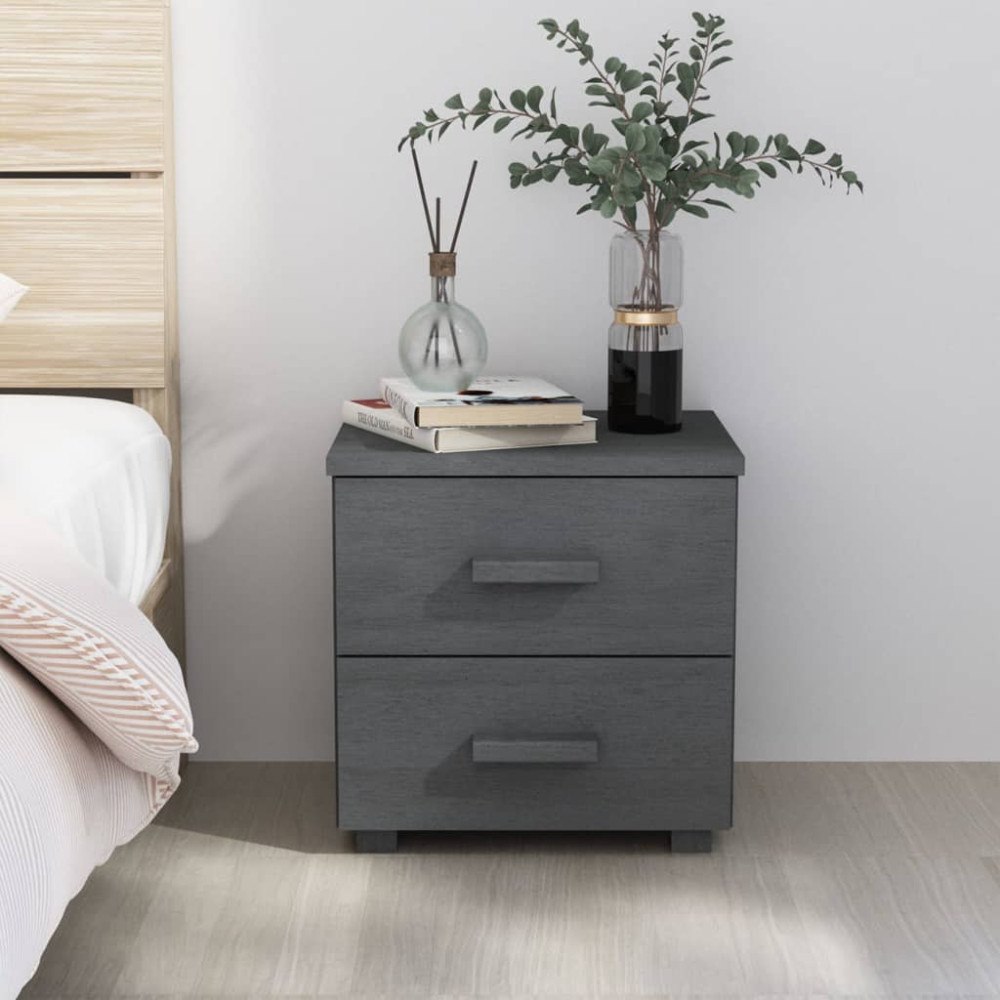 vidaXL Sängbord HAMAR mörkgrå 40x35x44,5 cm massiv furu