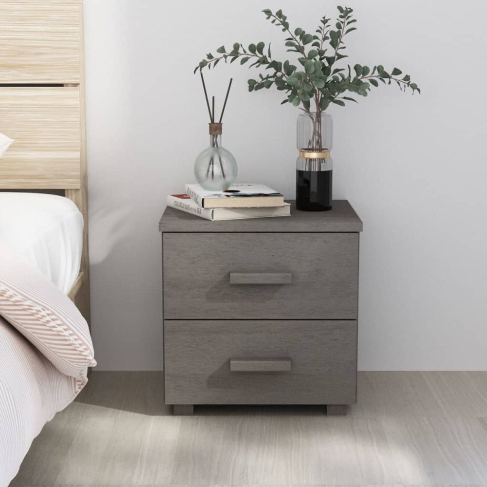 vidaXL Sängbord HAMAR ljusgrå 40x35x44,5 cm massiv furu