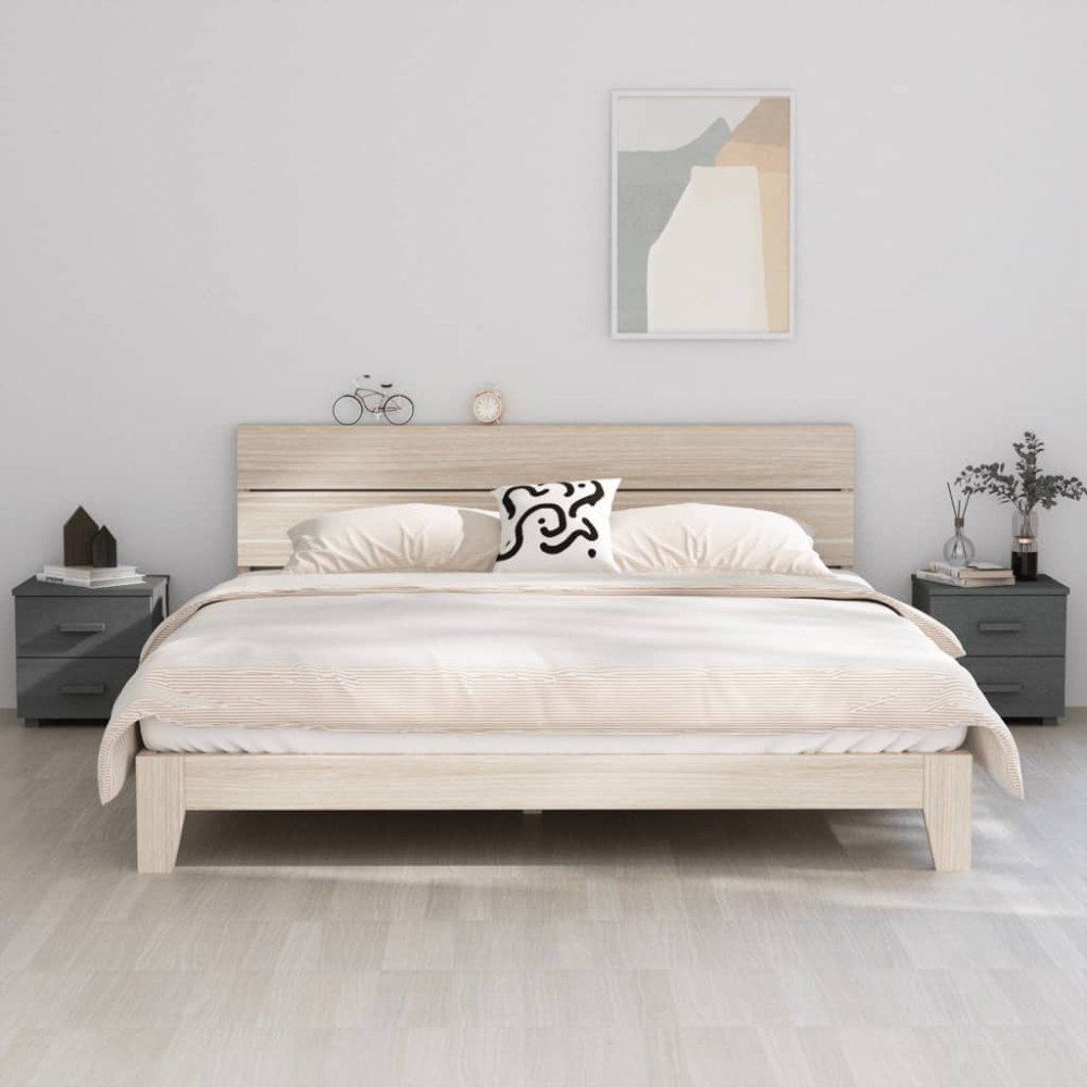 vidaXL Sängbord HAMAR 2 st mörkgrå 40x35x44,5 cm massivt trä