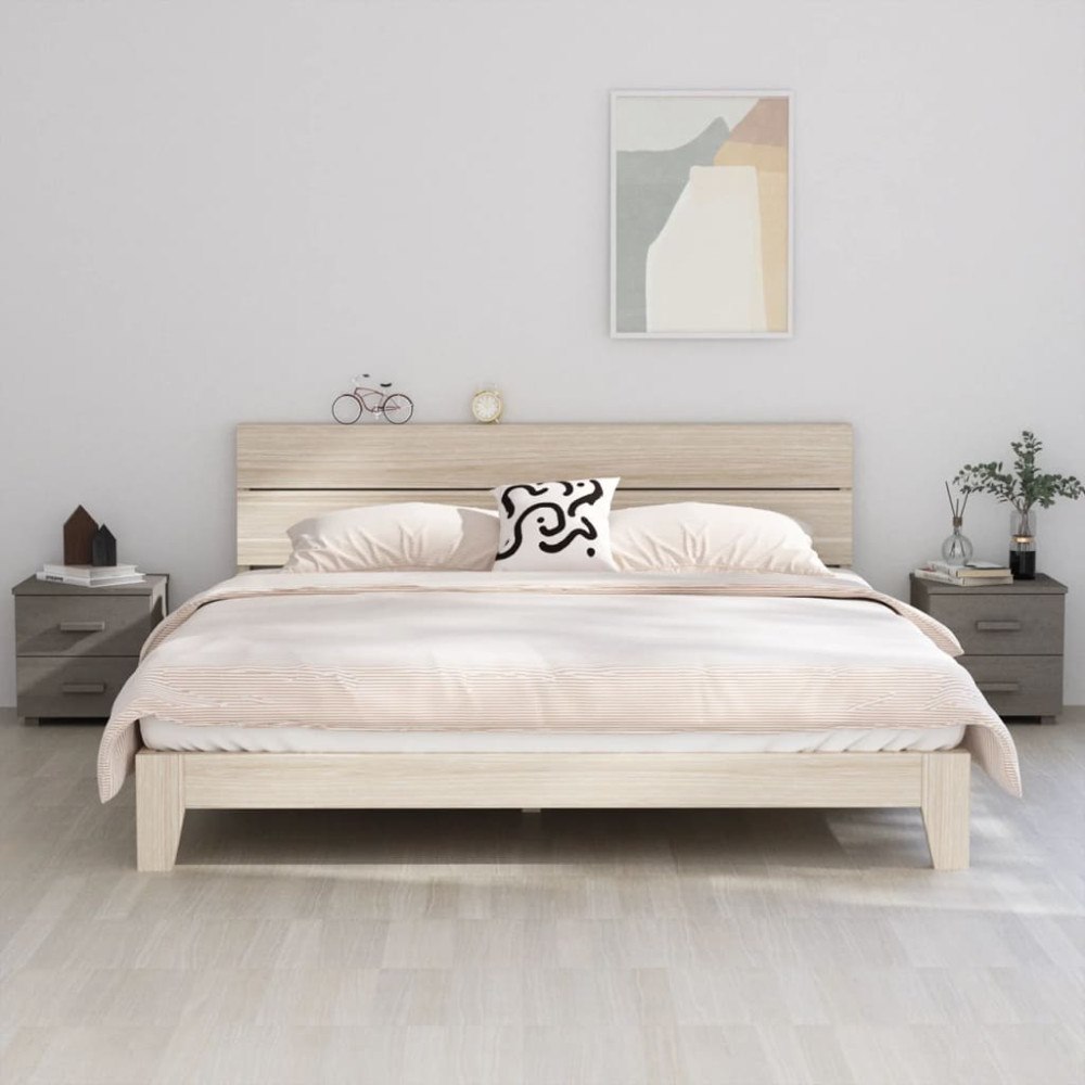 vidaXL Sängbord HAMAR 2 st ljusgrå 40x35x44,5cm massivt trä