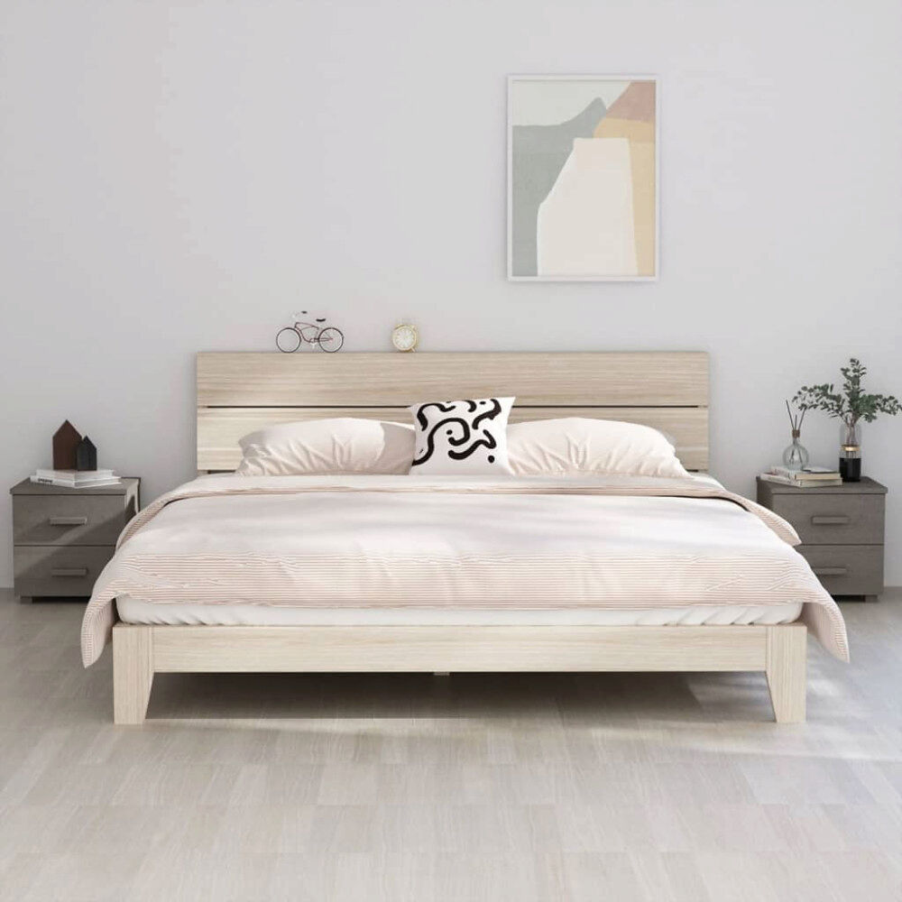 vidaXL Sängbord HAMAR 2 st ljusgrå 40x35x44,5cm massivt trä