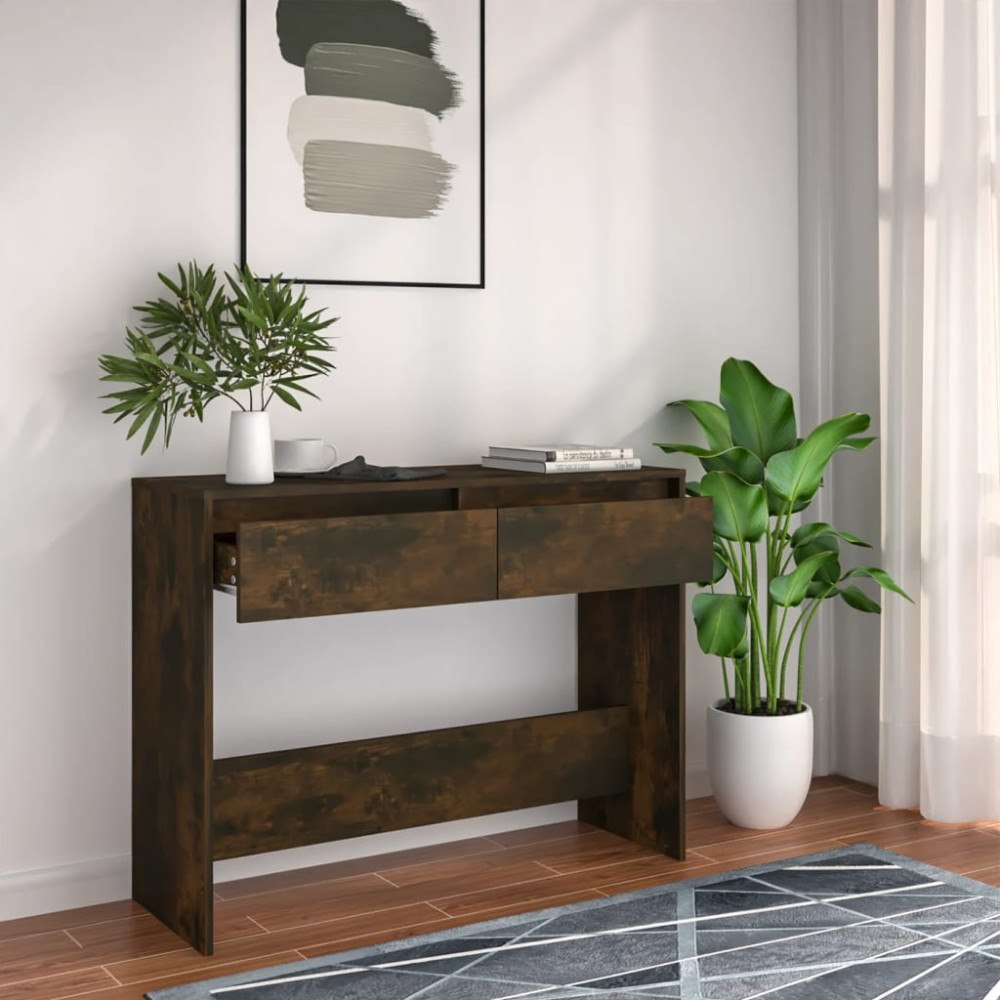 vidaXL Avlastningsbord rökfärgad ek 100x35x76,5 cm konstruerat trä