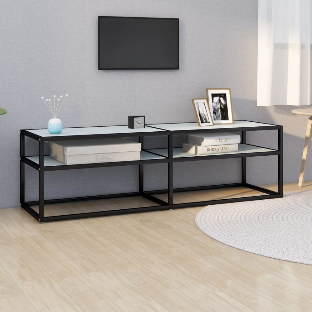 vidaXL Tv-bänk vit marmor 140x40x40,5 cm härdat glas