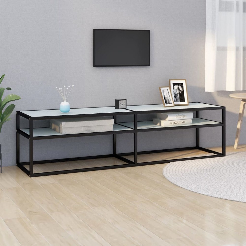 vidaXL Tv-bänk vit marmor 160x40x40,5 cm härdat glas