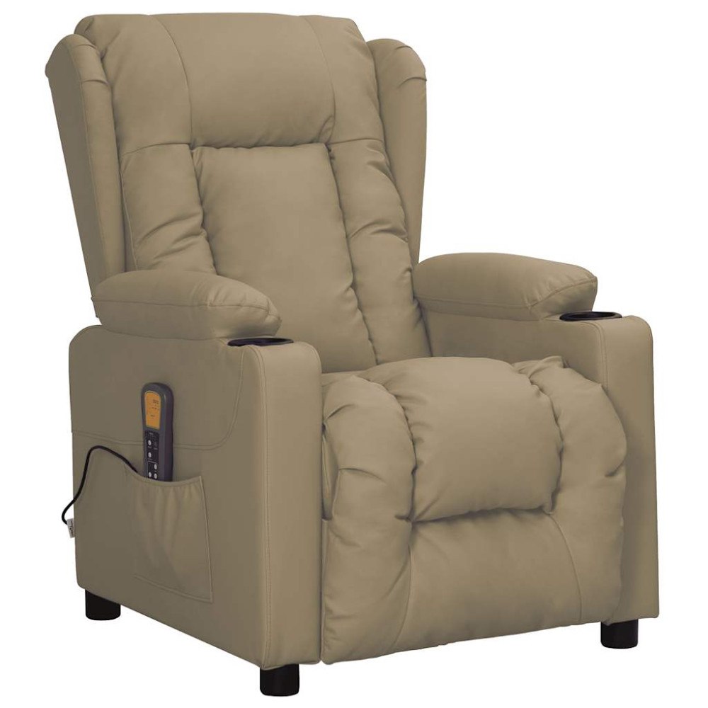 vidaXL Massagefåtölj cappuccino konstläder