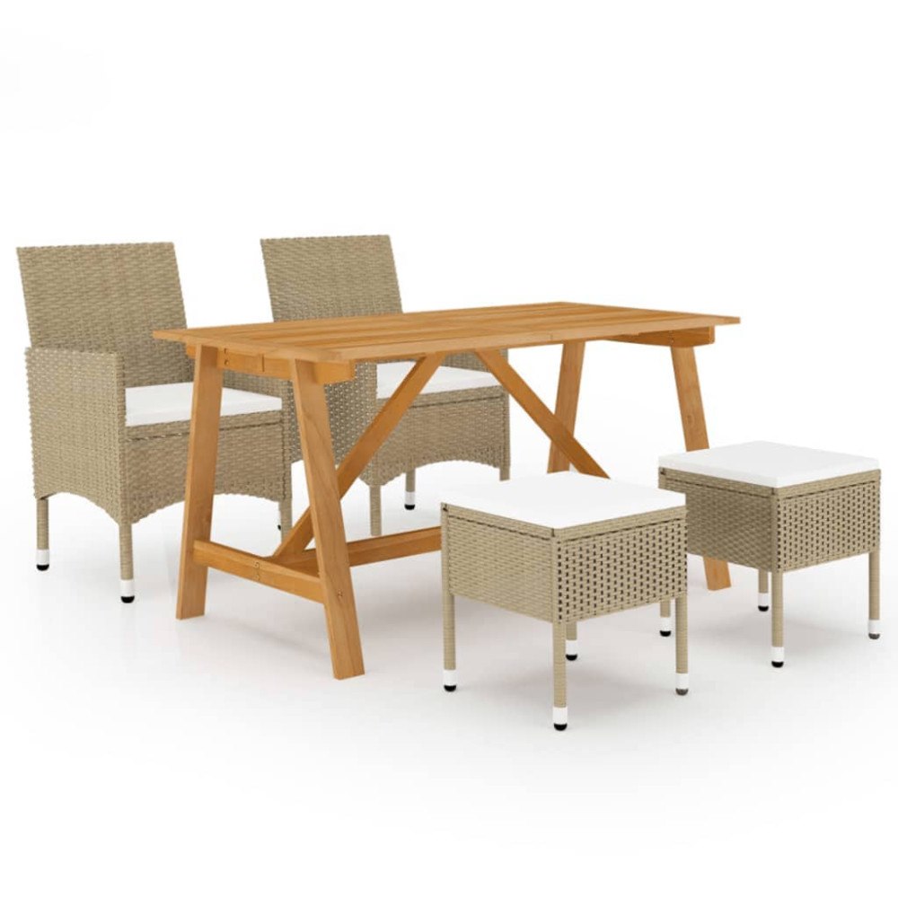 vidaXL Matgrupp för trädgården 5 delar beige