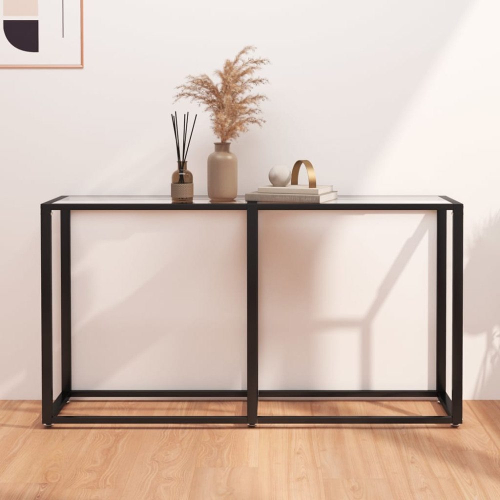 vidaXL Konsolbord transparent 140x35x75,5 cm härdat glas