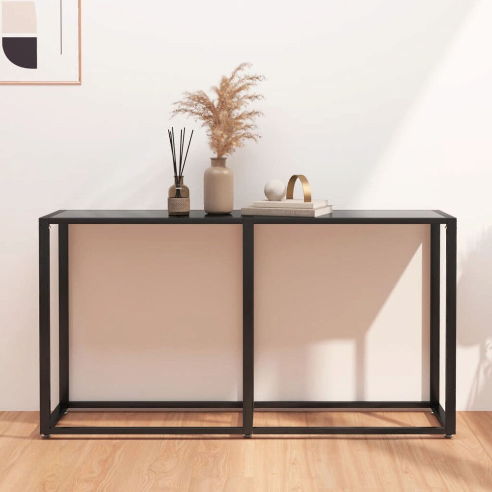 vidaXL Konsolbord svart 140x35x75,5 cm härdat glas