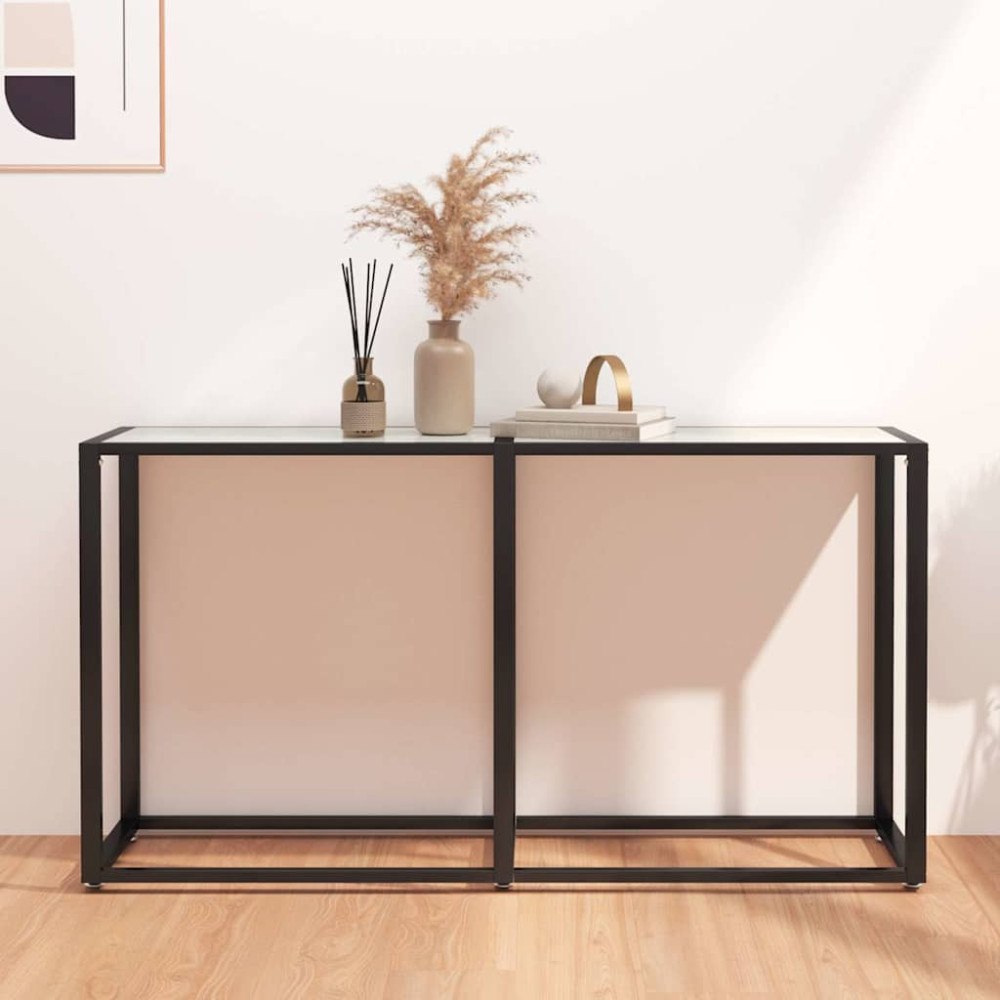 vidaXL Konsolbord vit marmor 140x35x75,5 cm härdat glas