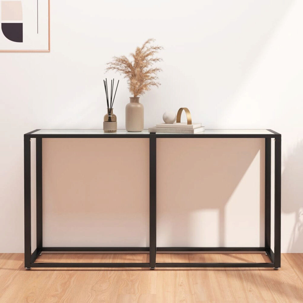 vidaXL Konsolbord vit marmor 140x35x75,5 cm härdat glas
