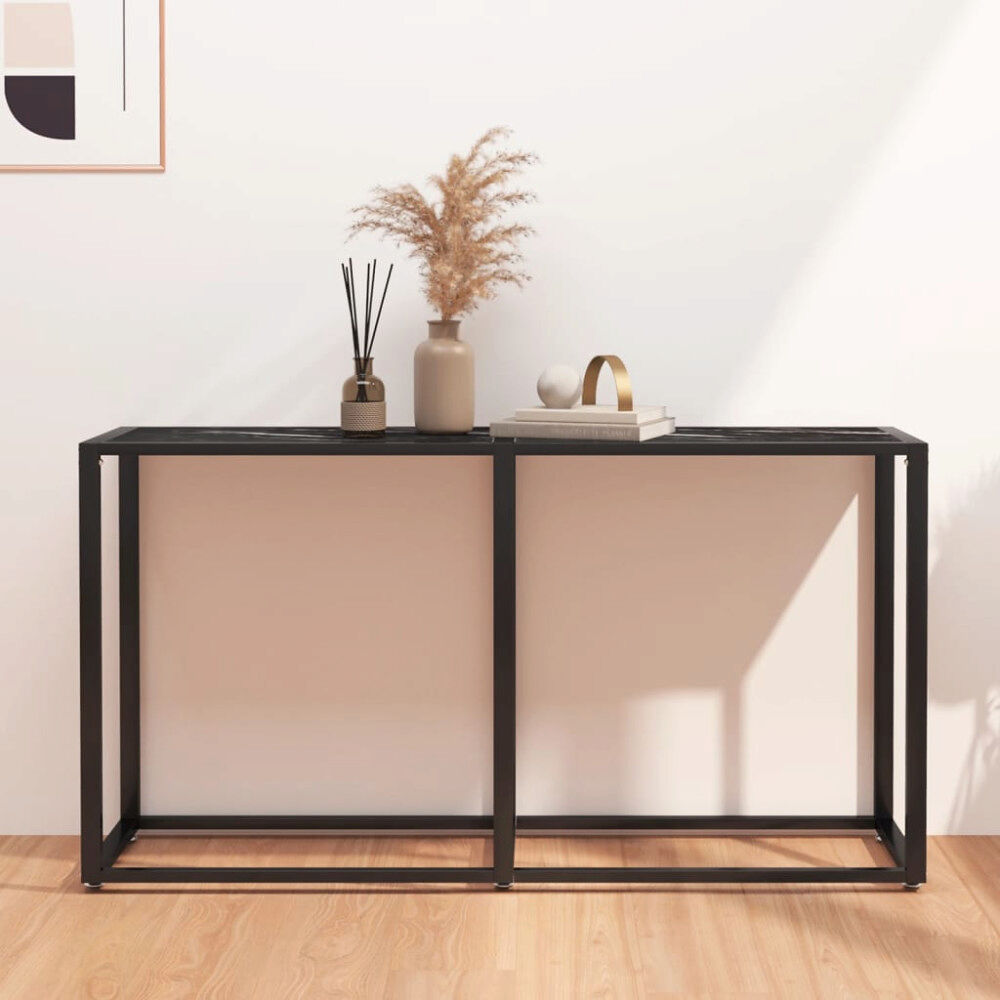 vidaXL Konsolbord svart marmor 140x35x75,5 cm härdat glas